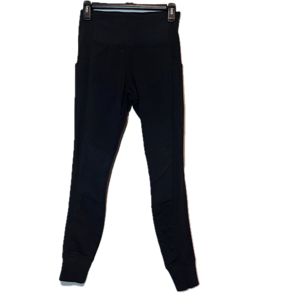 Athleta Excursion Hybrid Tight Black Leggings Ribbed Pockets Small Tall‎ ST
